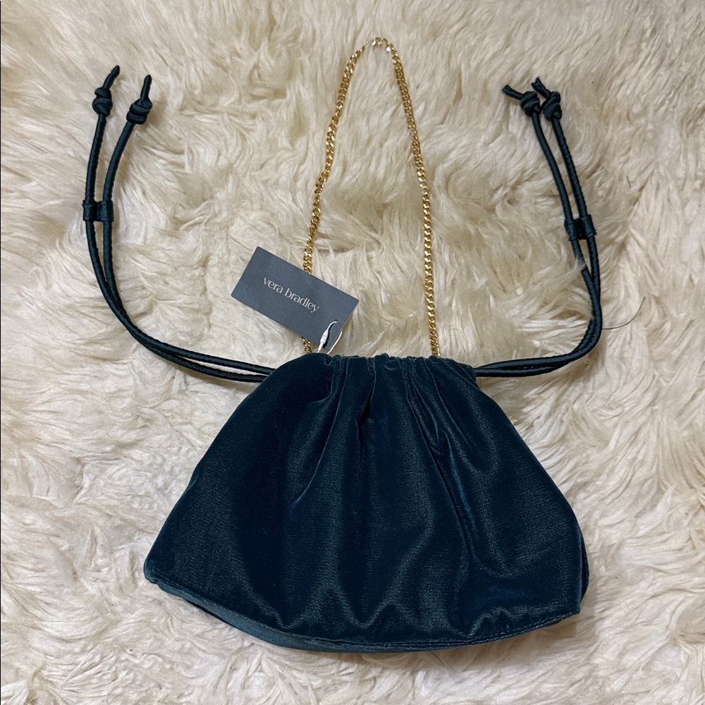 NWT Vera Bradley Teal Taber Dumpling Bag with Gold Chain